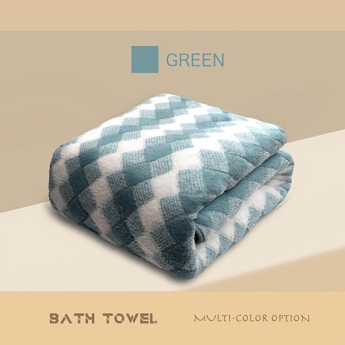 

1 шт. Полотенце для ванны с решетчатым узором, впитывающее и быстросохнущее полотенце для душа, супермягкое и приятное для кожи полотенце для ванны 70x140cm зелёный