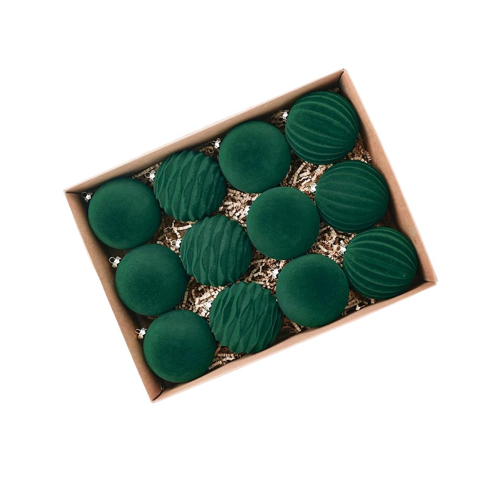 6CM Flocked Christmas Ball Christmas Tree Pendant Wine Red Dark Green Christmas Flocked Ball Christmas Decorations