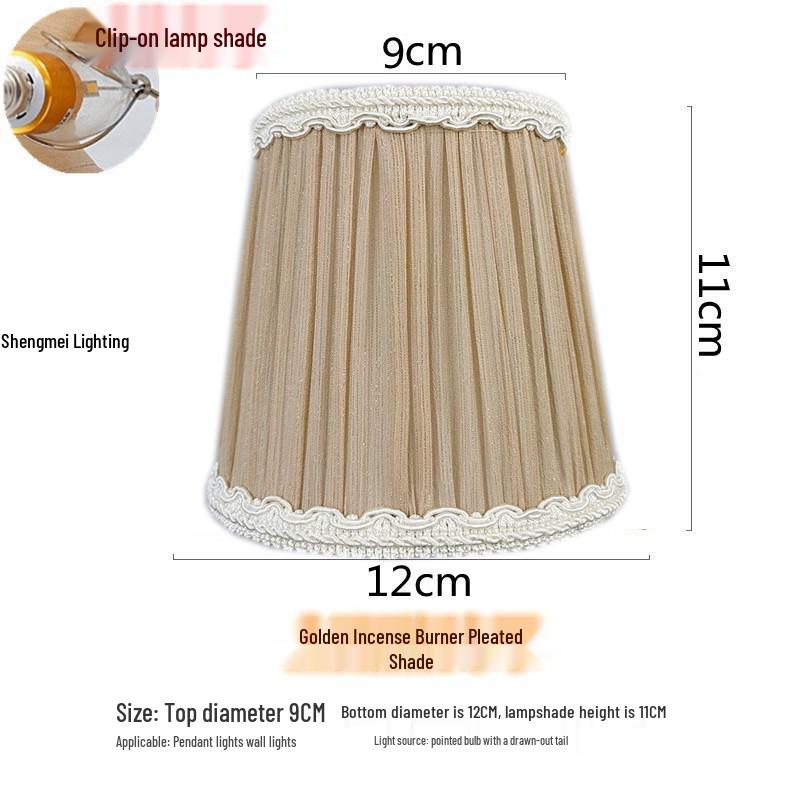 European Crystal Chandelier Fabric Lampshade, Clip-On, E27 Large Base, E14 Candle Bulb, Wall Light Shell Shade