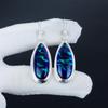 Dunkelblaue Triplett Feueropal Edelstein Ohrringe, 925 Sterlingsilber Ohrringe, Handgefertigter Boho Silberschmuck Hängeohrringe, Muttertagsgeschenk