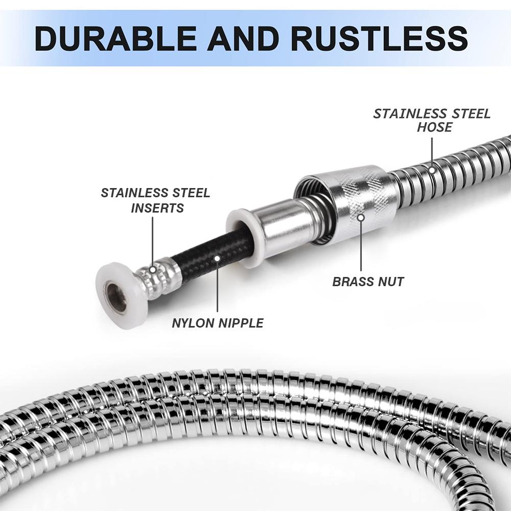 Durable Flexible Shower Hose 1.5M/3M Extra Long Stainless Steel Extension Shower Plumbing Pipe Hose Water Hose Bathroom Accesso