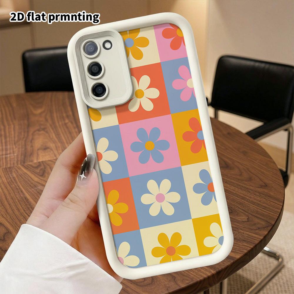 Phone Case: 2D Flat Samsung Galaxy A34 A35 M05 M06 S20 S22 S21 FE Plus 5G Layered Protective Case, Plaid Little Daisy, Christmas and Halloween Gift