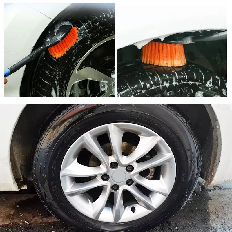 SEAMETAL Car Tyre Rim Cleaning Brush Non-slip Long-handle Brush Car / Bike Wheel Hub Cleaning Washing Tools