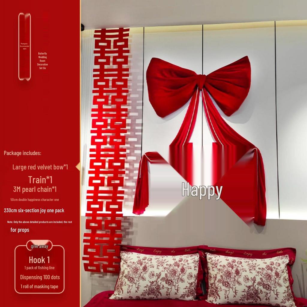 Extra Large Wedding Room Decoration Set: Bows & Streamers for Groom & Bride's Bedroom & Living Room Background