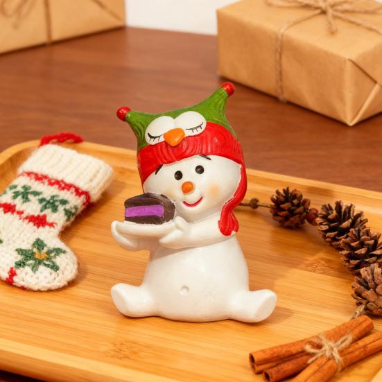 Christmas Snowman Figurine Mini 3" Resin Sitting Snowman Tabletop Decoration for Home Desk Shelf Fireplace Mantle Winter Holiday Party Supplies