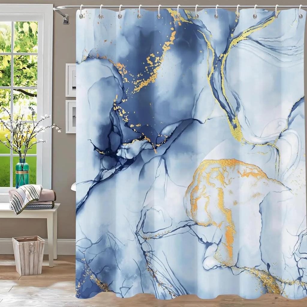 Bathroom Fabric Shower Curtain Waterproof Green Washable Watercolor Leaf Top Plant Bathroom Shower Curtain with Flowers