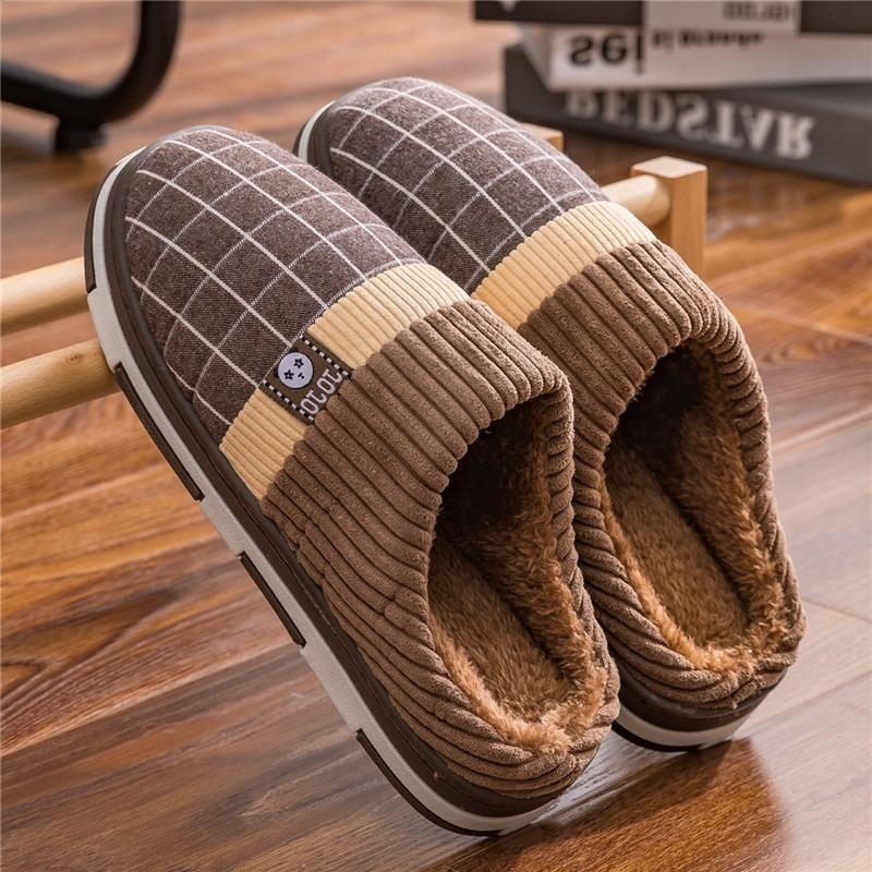 Men's cotton slippers winter men's winter indoor home non-slip new home warm large size wool slippers