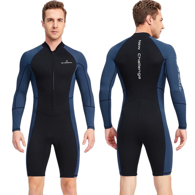Men's Wetsuit 1.5mm Neoprene Shorty Diving Suit Shorts Diving Full Body Front Zipper Dive Skin for Surfing Kayaking