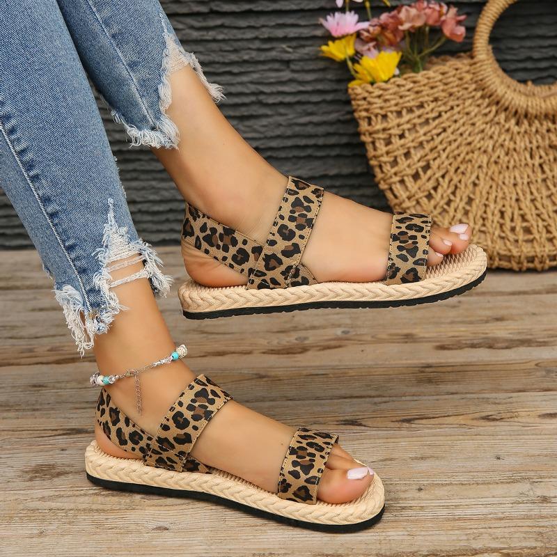 Fashion New Style Popular Women's Fashion SandalsTrend Anti-slip Wear-resistant Multi-color Matching Elastic Flat Sandals Zapatos Mujer