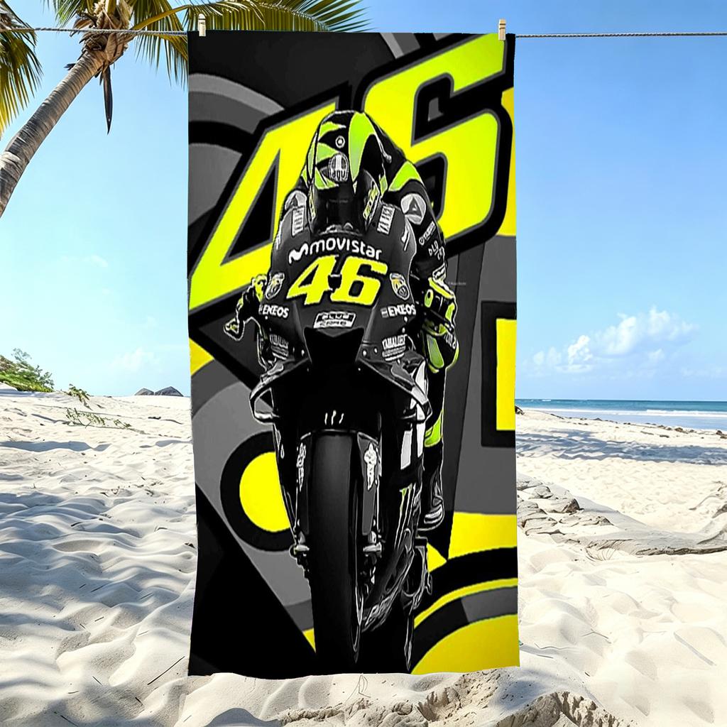 1pc MotoGP Logo Beach Towel Microfiber V-Valentino R-Rossi VR46 #46 Soft Quick Dry Bath Towel for Fans Swimming Outdoor