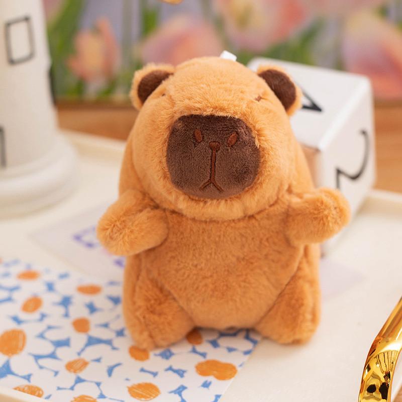 Hat Orange Frog Capybara With Backpack Plush Keychain Toy Decoration Pendant