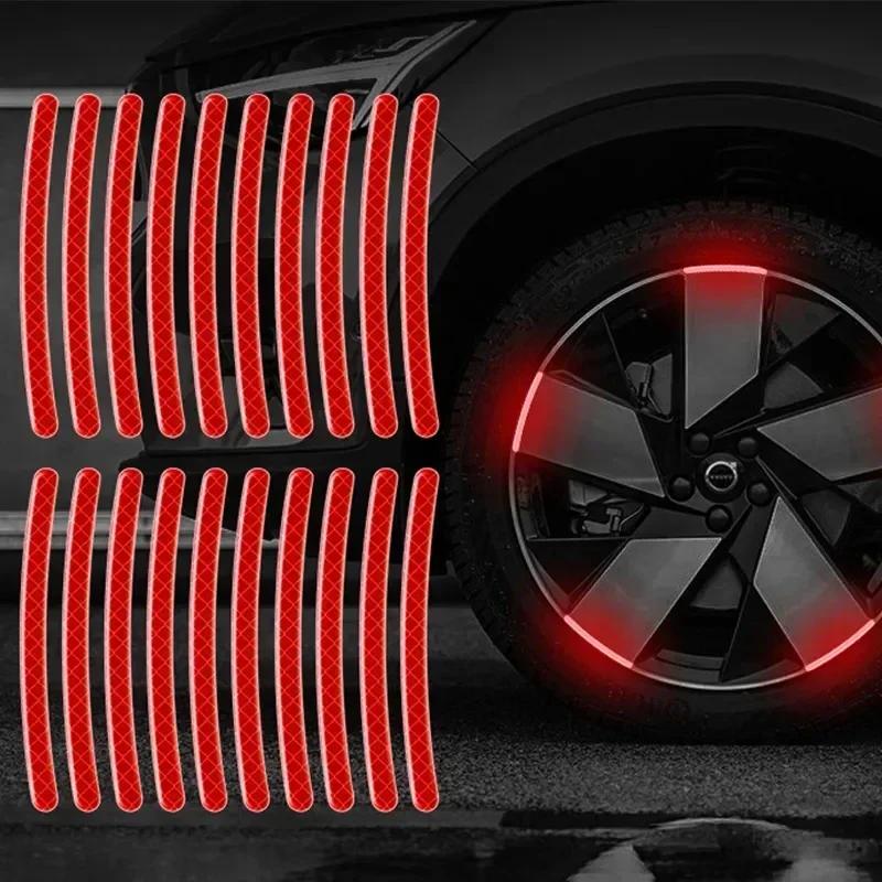 

20/40Pcs Car Motorcycle Wheel Reflective Strips Colorful Hub Stickers Car Styling Decal Sticker Auto Moto Decor Decals