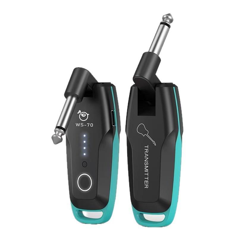 

UHF Rechargeable Wireless Audio Transmitter Set for Electric Guitar, Bass, Keyboard, and Violin. зелений