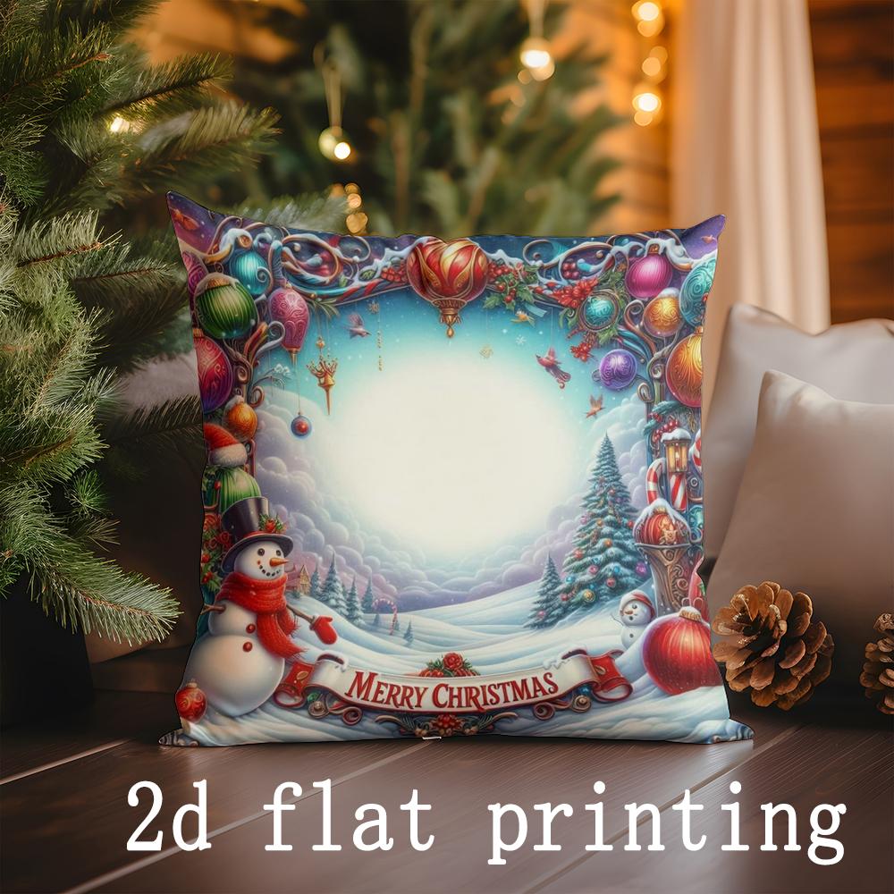 Home Decor Christmas Themed Digital Print Pillow Covers Pattern Cushion Cover Suitable for Sofa Bedroom Car Pillow Cover
