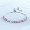 Bracciale in Argento Sterling 925 Cristallo di Zircone Rosa Bracciale Regolabile per Gioielli da Donna