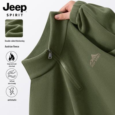 JEEP SPIRIT Men's Winter Thickened Fleece Stand Collar Sweatshirt
