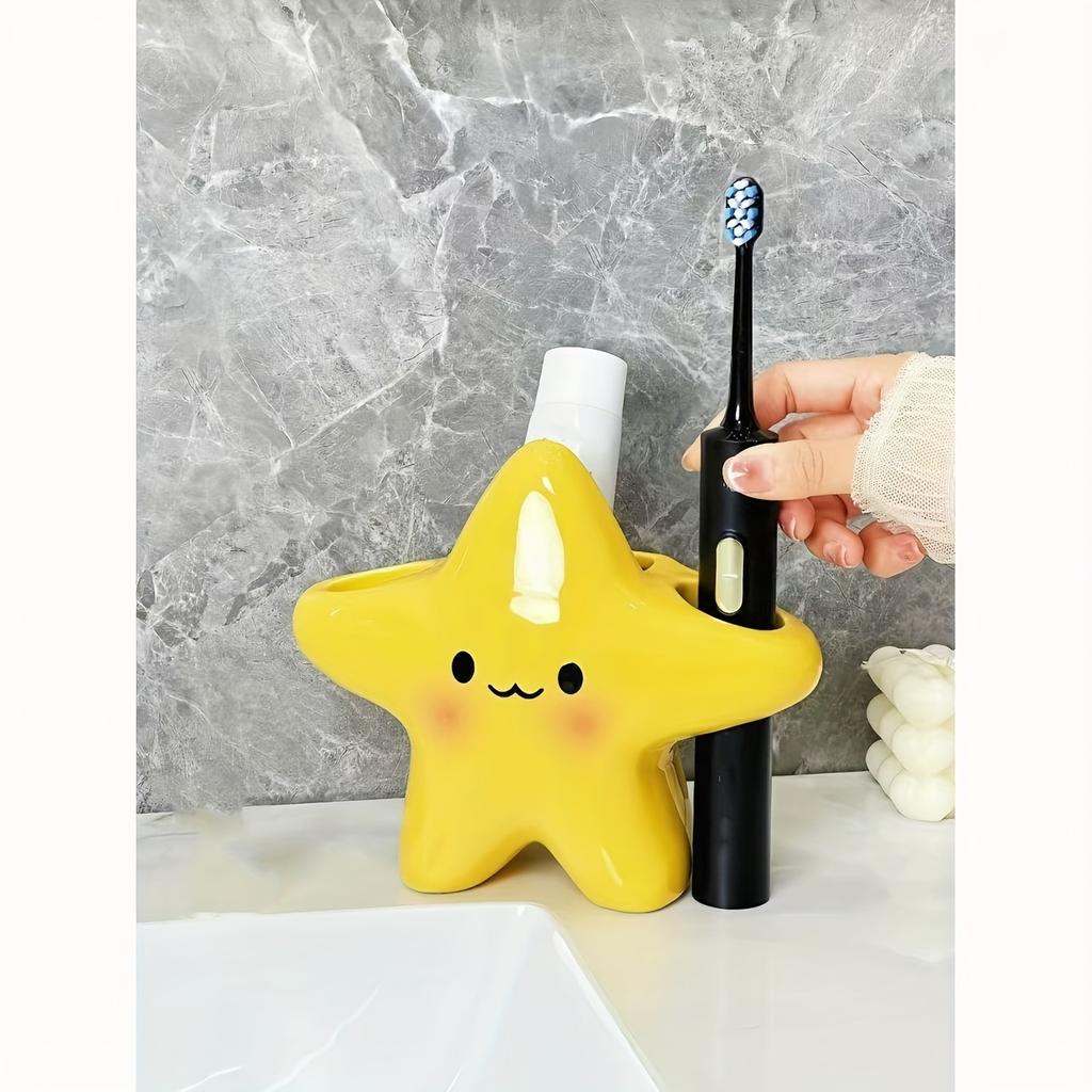 Cute Starfish Toothbrush Holder,Cartoon Bathroom Organizer for Electric Toothbrush & Toiletries,Kawaii Home Decor Gift for Kids