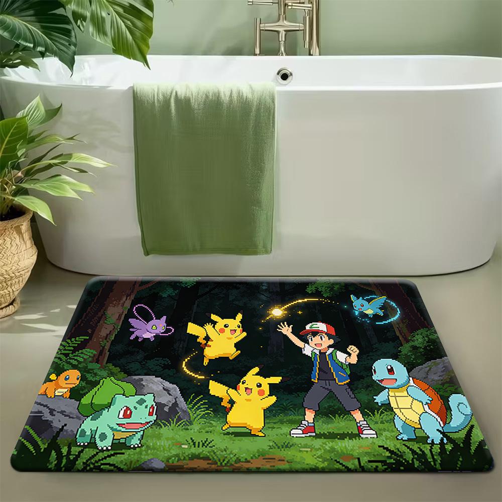 Pokemon Bulbasaur Print Doormat Anti-slip Absorbent Floor Mat for Home Entrance Bedroom Living Room Decor
