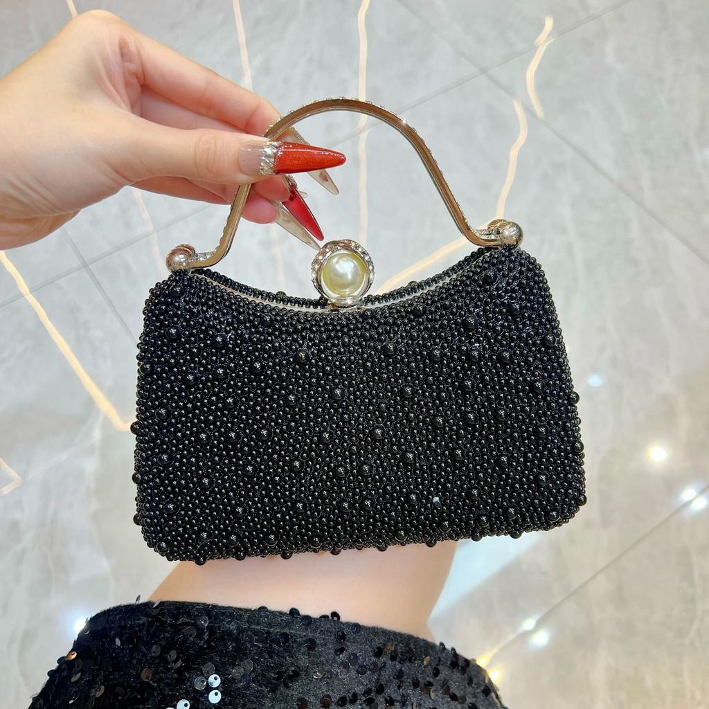 Elegant Pearl Evening Bags For Women Luxury Chain Shoulder Crossbody Bags Fashionable Party Wedding Clutch Ladies Purse Handbags