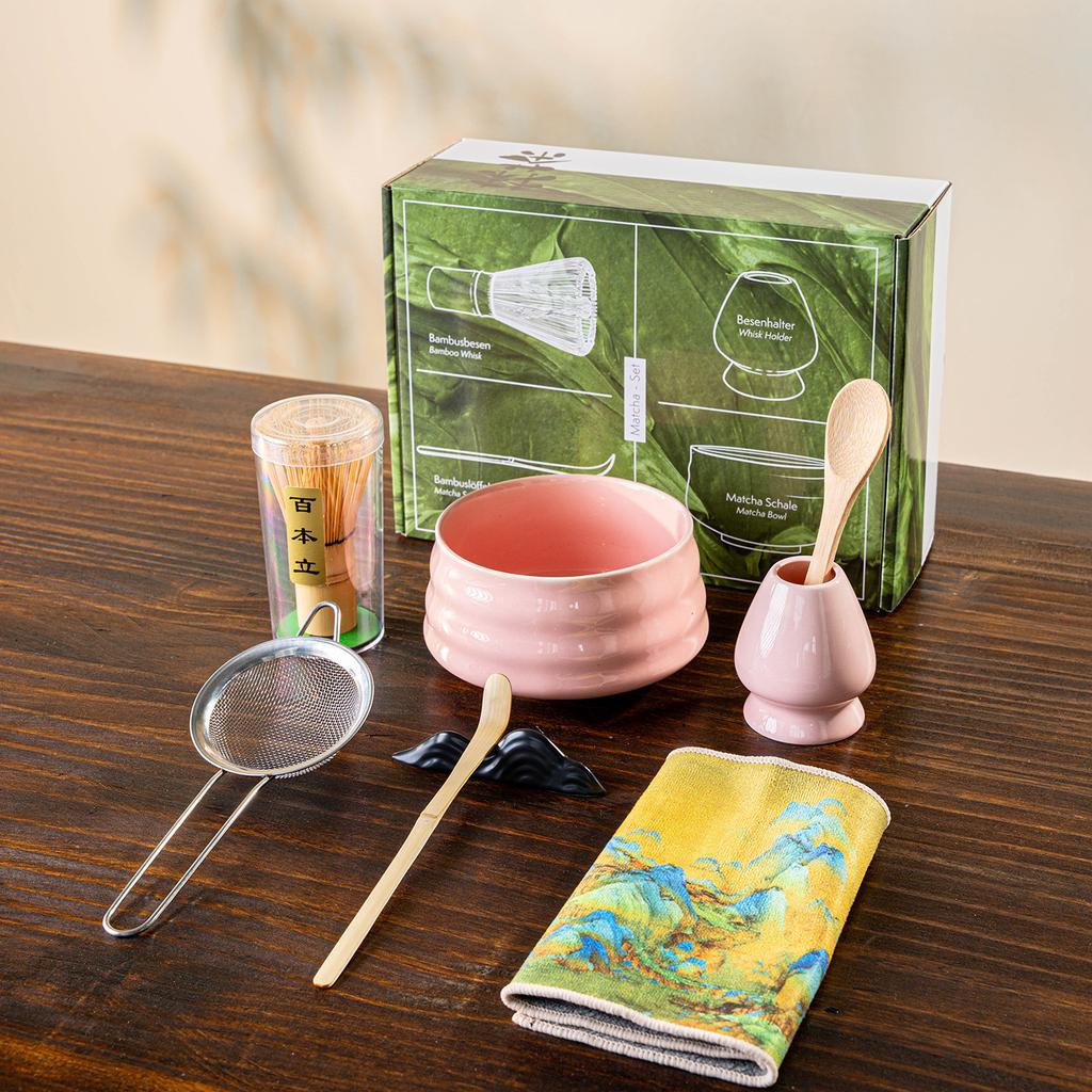 1/2/4/5/7/8Japanese Matcha Set with Ceramic Bowl Bamboo Matcha Whisk and Tea Scoop for DIY Tea-making Tools Accessories
