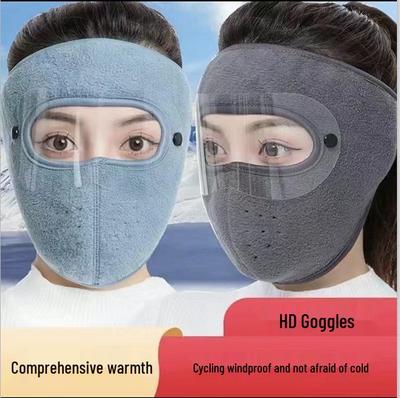 Wiatroodporna i chroniąca przed zimnem maska rowerowa z goglami - Zmywalna, gruba, pyłoodporna, oddychająca ochrona dla mężczyzn i kobiet