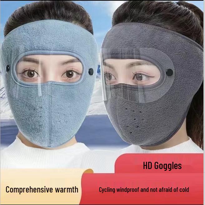Wiatroodporna i chroniąca przed zimnem maska rowerowa z goglami - Zmywalna, gruba, pyłoodporna, oddychająca ochrona dla mężczyzn i kobiet