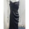 Women's Cowl Neck Spaghetti Strap Slit Maxi Dress Backless Party Evening Gown