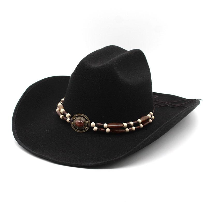 9.5Cm Big Brim Hemmed Woolen Hat Western Cowboy Gift Hat Men'S And Women'S Couple Hat Ethnic Felt Hat