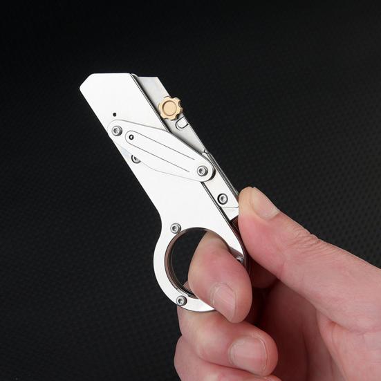 Stainless Steel Folding Cutter Stress Relief Fidget Toy Heavy Duty Pocket Size Cutter Portable Collapsible Cutting Tools