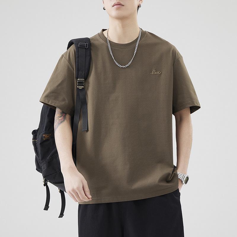 

Мужская повседневная футболка с коротким рукавом из хлопка и ледяного шелка Anyang 3XL кофейный