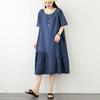 DIMANAF 2026 Plus Size Summer Women Denim Dress Elegant Fashion Lady Sundress Jeans Blue Long Dress Casual Spliced Clothing