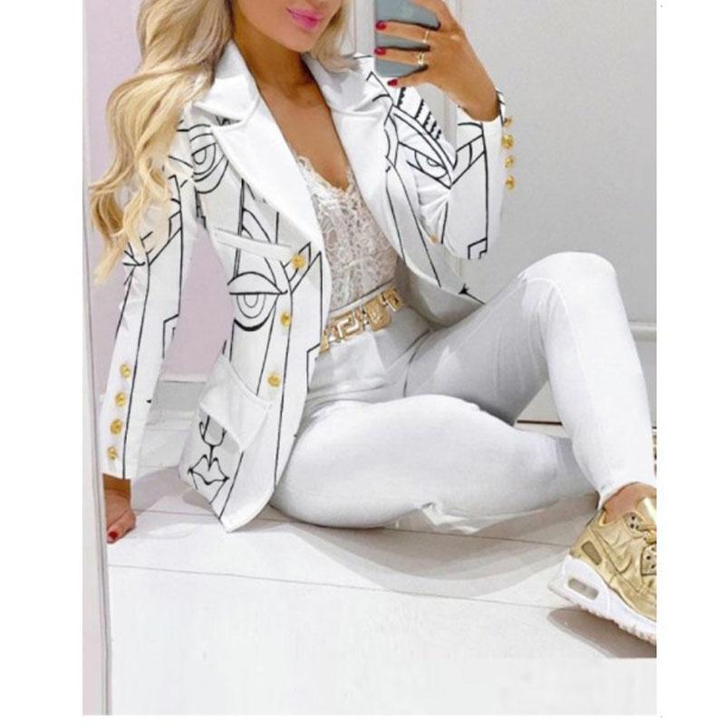 2PCS Women Blazer Suit Lapel Jacket Coat + Pants Co-ord Set Formal Office Outfit