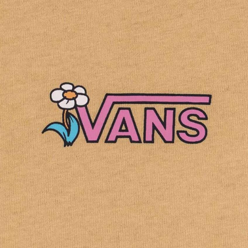 Vans Solid Color Chest Logo Crew Neck Short Sleeve T-Shirt Women Tops Brown VN0008YRYUU