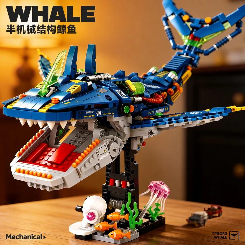 Friends MOC Mechanical Whale Building Blocks Ocean Theme Animal Building Blocks Whale Model Home Decoration Toy Holiday Gift