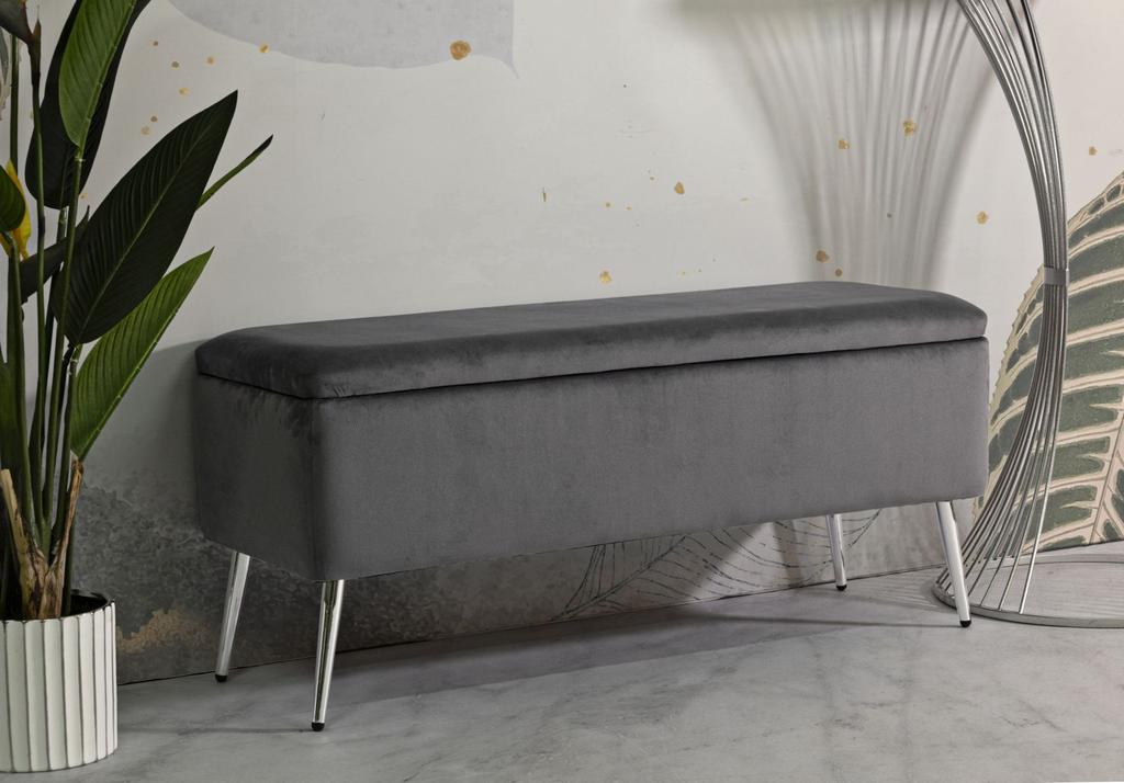 Bench With Storage Silvery Cm 112X42X50