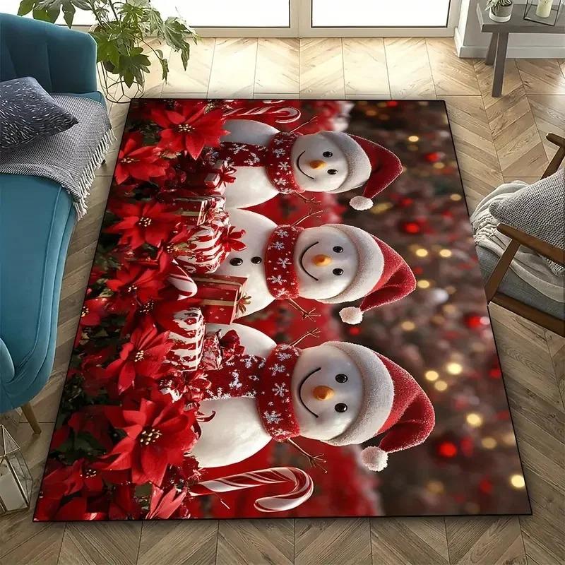 1PC Christmas Tree Santa Claus,New Year Fairy Tale Gift Carpet Rug for Home Bedroom Sofa Doormat Decor Non-slip Floor Mat