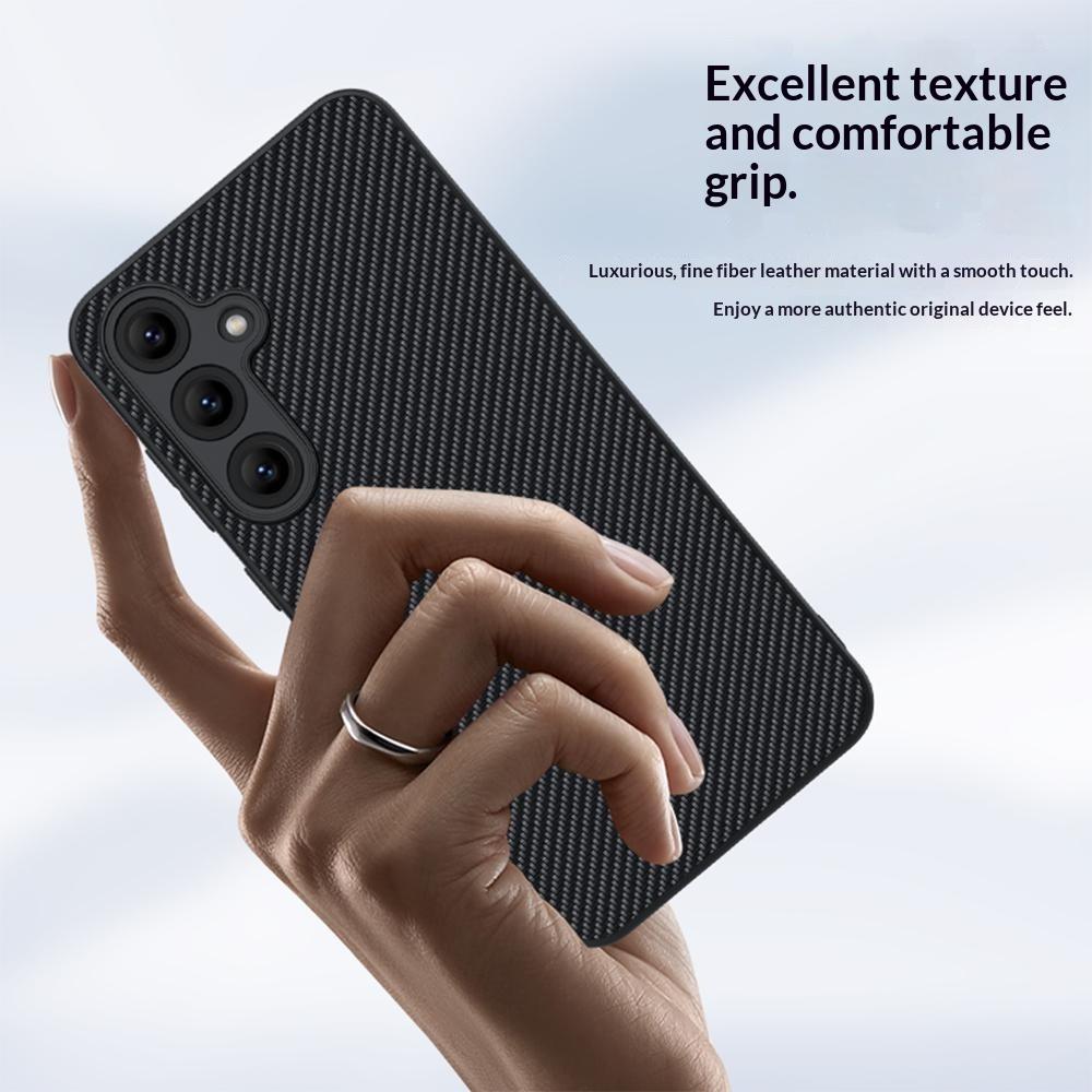 For Samsung Galaxy S26 Case Leather + PC Hard Phone Cover Carbon Fiber Texture