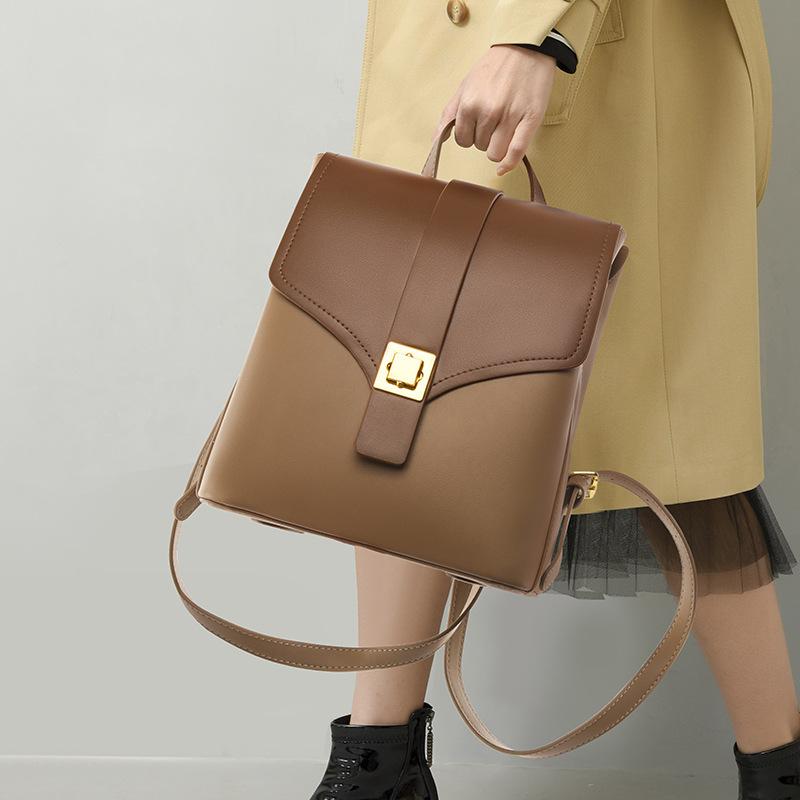 Backpack New Niche Women's Light Luxury Large Capacity Backpack Minimalist Soft Leather Popular Travel Bag Women's Bag