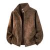 Leather jacket men's stand-up collar leather jacket men's trendy brand casual waterproof and windproof versatile leather jacket men
