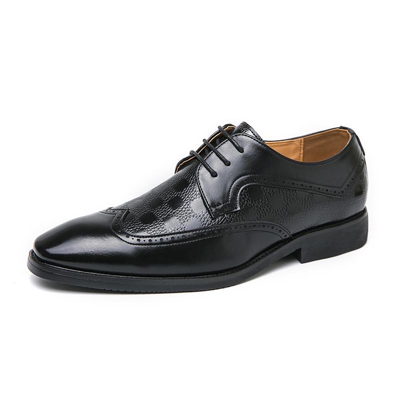British 46 47 48 plus-size leather shoes Men's lace-up Business dress casual shoes Brogues men's shoes pointed fashion shoes