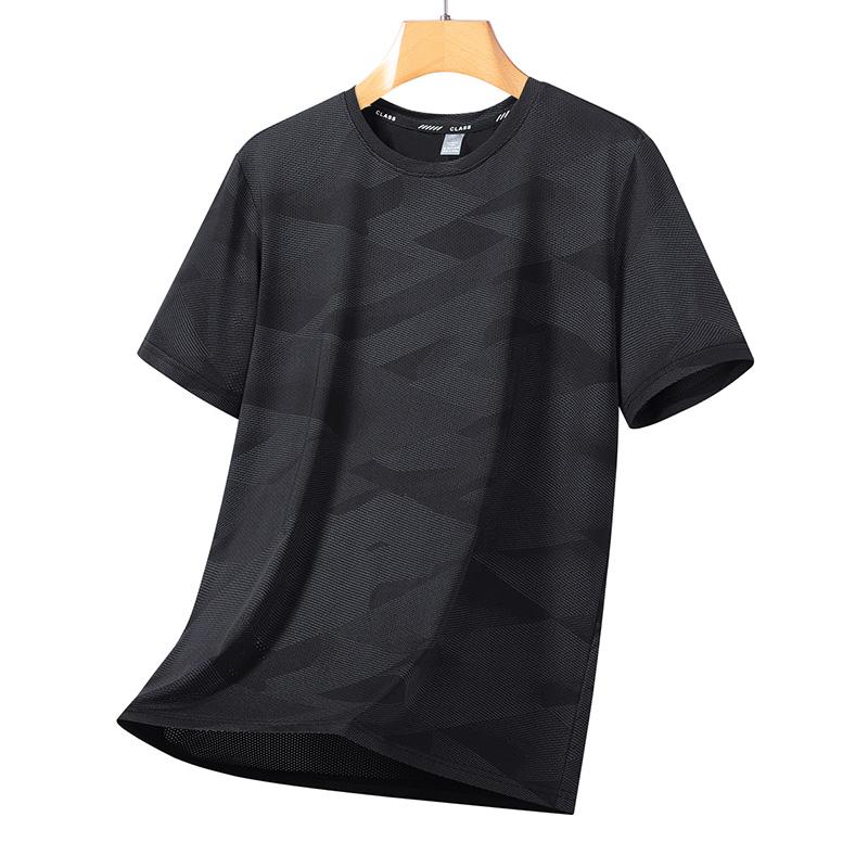 Eis Seide Atmungsaktives Herren T-Shirt Modisch Und Vielseitig Kurzärmelig Große Größe Locker Halbärmelig