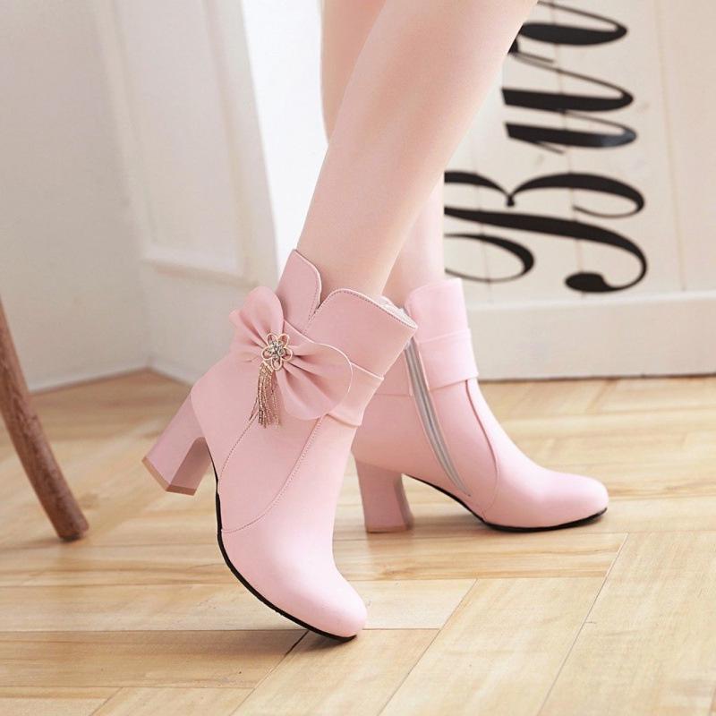 2024 Autumn/Winter Side Zipper Chunky Heel Women's Ankle Boots – Versatile High Heel Martin Boots