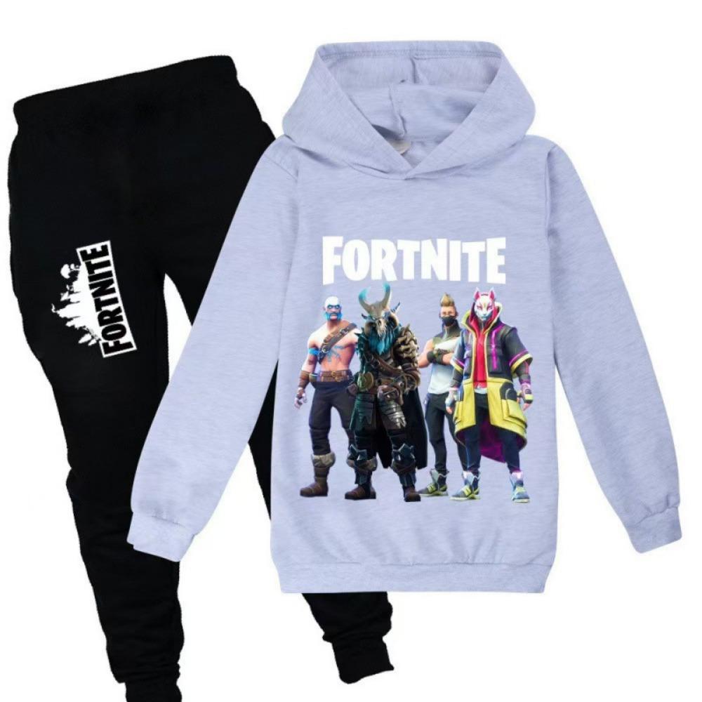 

Набори дитячі з принтом гри Fortnite, худі, мультяшні, зручні, костюм з 2 предметів, вільні топи з довгим рукавом, штани, осінньо-зимовий одяг 120