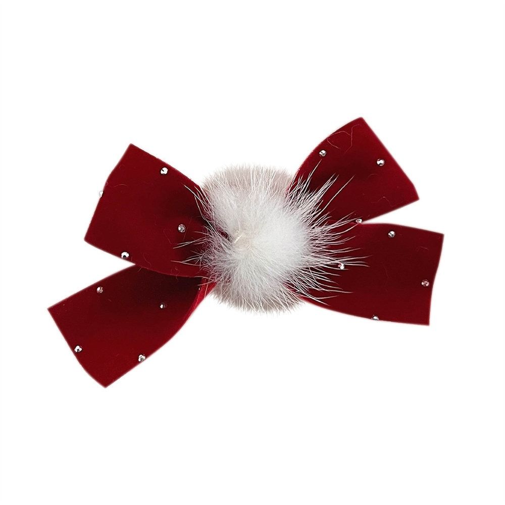 

Hairball Velvet Hairpin Red Velvet Bow Hair Clip Retro Children