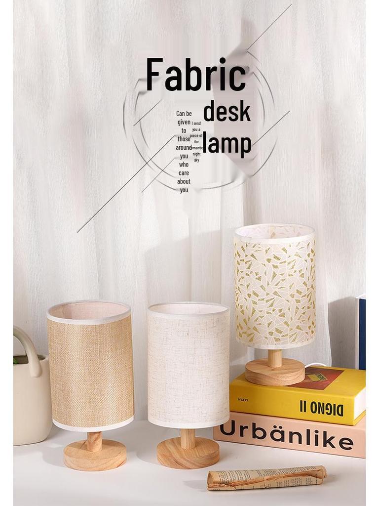 Stoff-Holzsockel Tischlampe: DIY-Softlicht, augenfreundlich, ideal für Nachttische