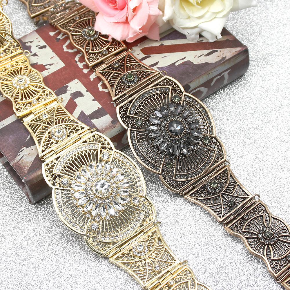 Gold Color Elegant Belt for Women Ethnic Wedding Dress Jewelry Crystal Belly Chain Gift