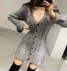 Harajuku Women's Sweater Aesthetic Solid Color Emo Girls Fashionable Everyday V-Neck Chic Vintage American Casual Y2K Basic Tops