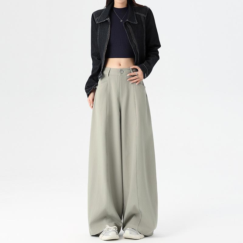 Women's High Waist Wide Leg Pants Solid Color Casual Loose Fit Trousers