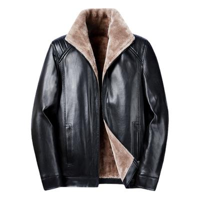Verdickte Samtlederjacken für dicke Männer mittleren Alters und ältere Menschen. Winterjacken für Männer in Übergröße. Lose warme Lederjacken in Übergröße