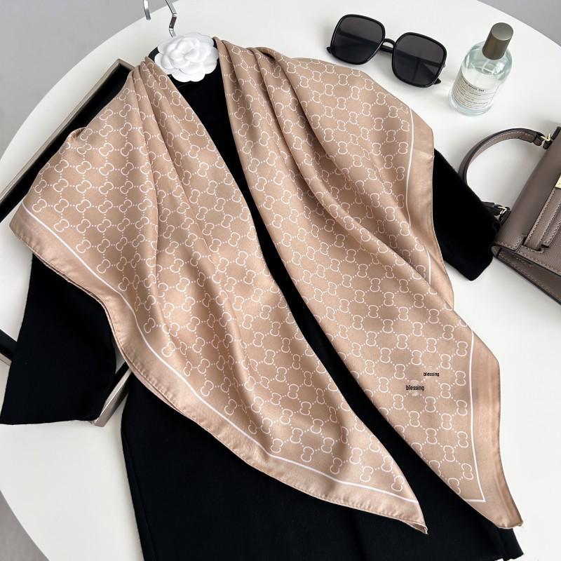 Čiernobiela hodvábna twill šatka so zvieracím vzorom - 90x90CM Jesenný/Zimný šál pre ženy